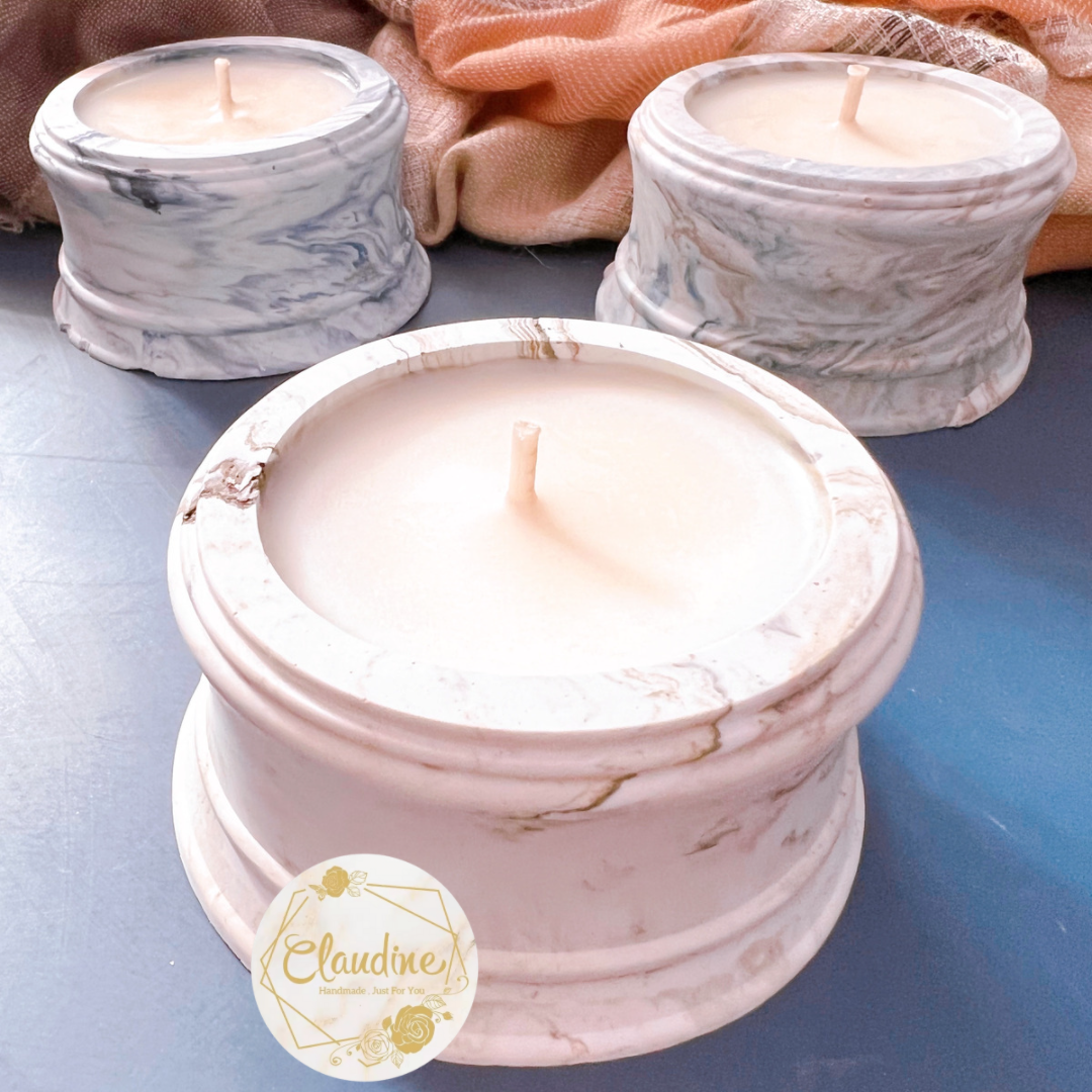 Marble round candle (medium)