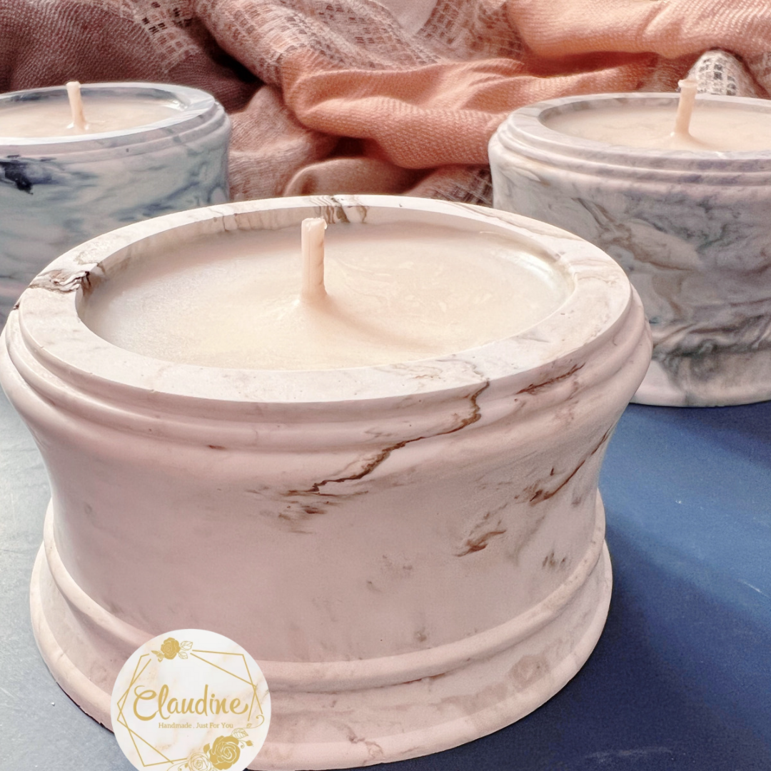 Marble round candle (medium)